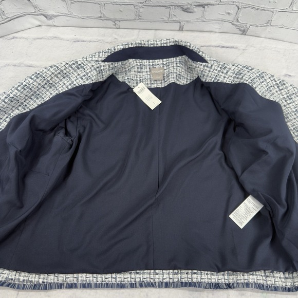 Chico's Moto Tweed Trim Detail LS Jacket Size 1 8-10 Classic Navy 1/2 Zip NWT - Picture 6 of 16